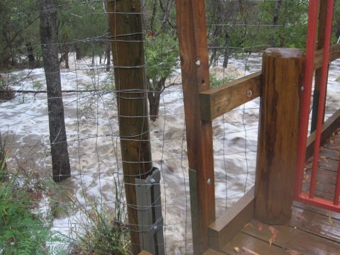 Flood waters damaging Garden's Bridge 2011